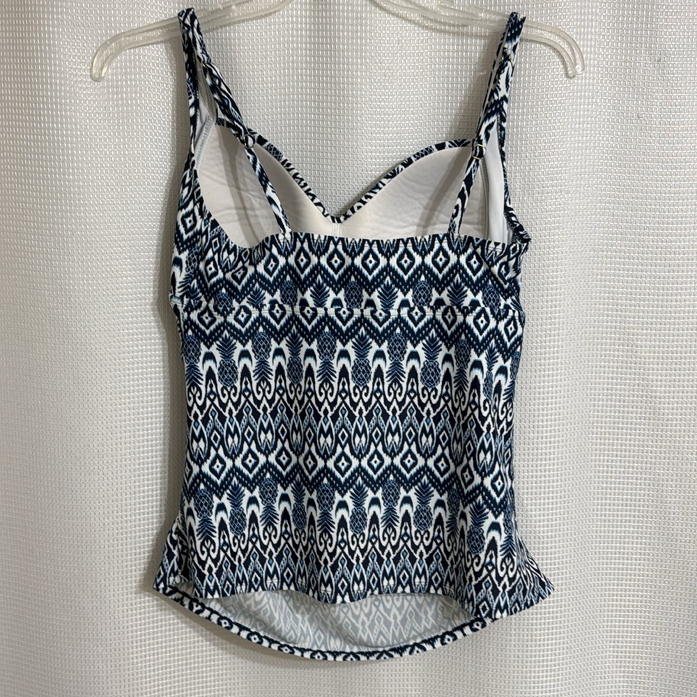 Kona Sol blue & white swim suit top. Size L - Picture 2 of 5